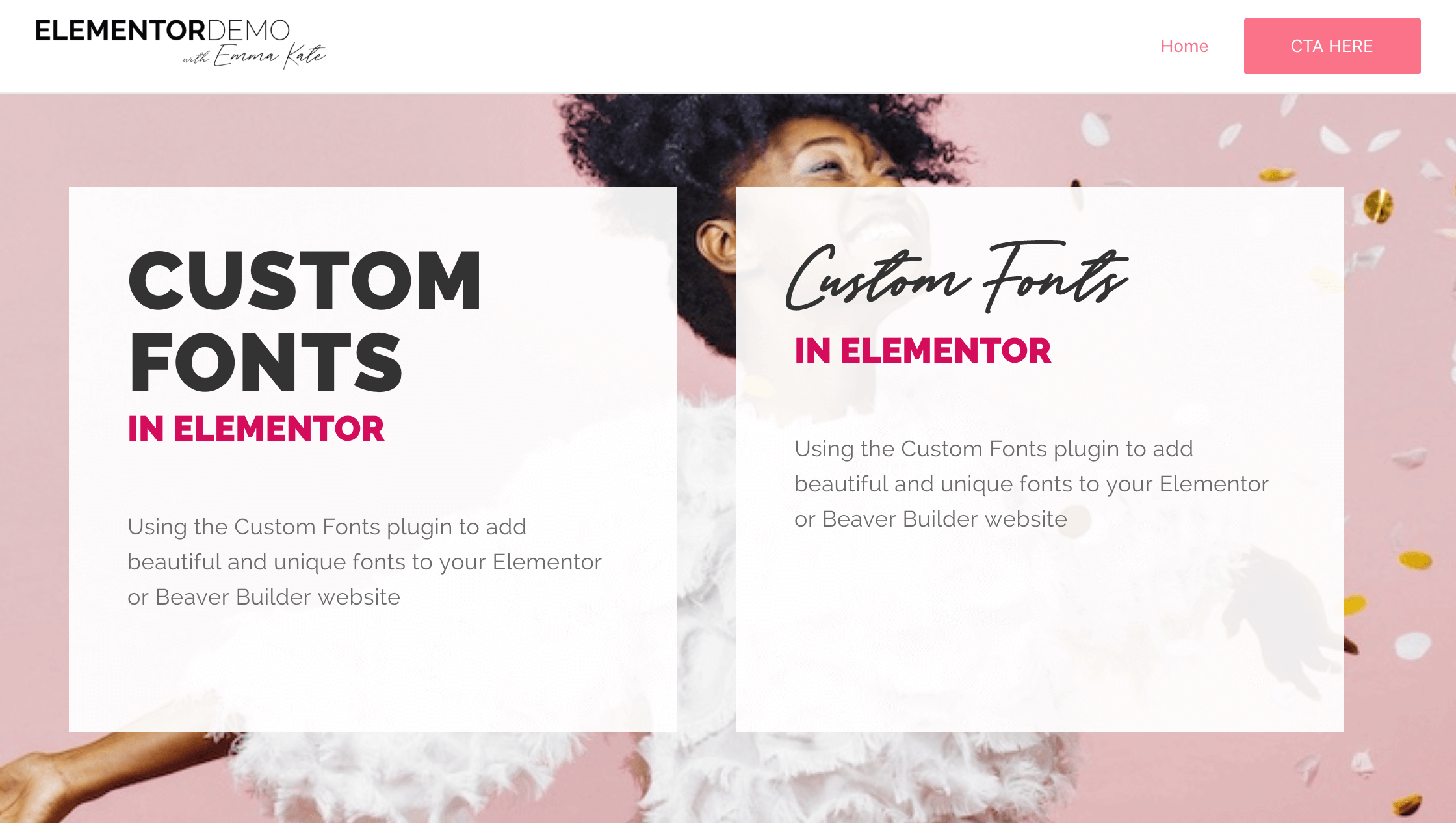 Example of using custom font on Elementor website